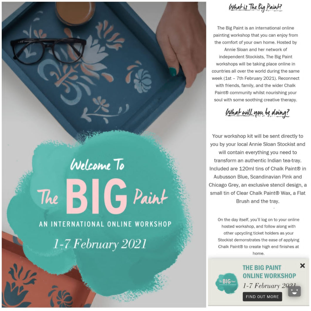 Annie Sloan BIG PAINT On-line Workshop - Dates available 1st - 7th Feb 2021